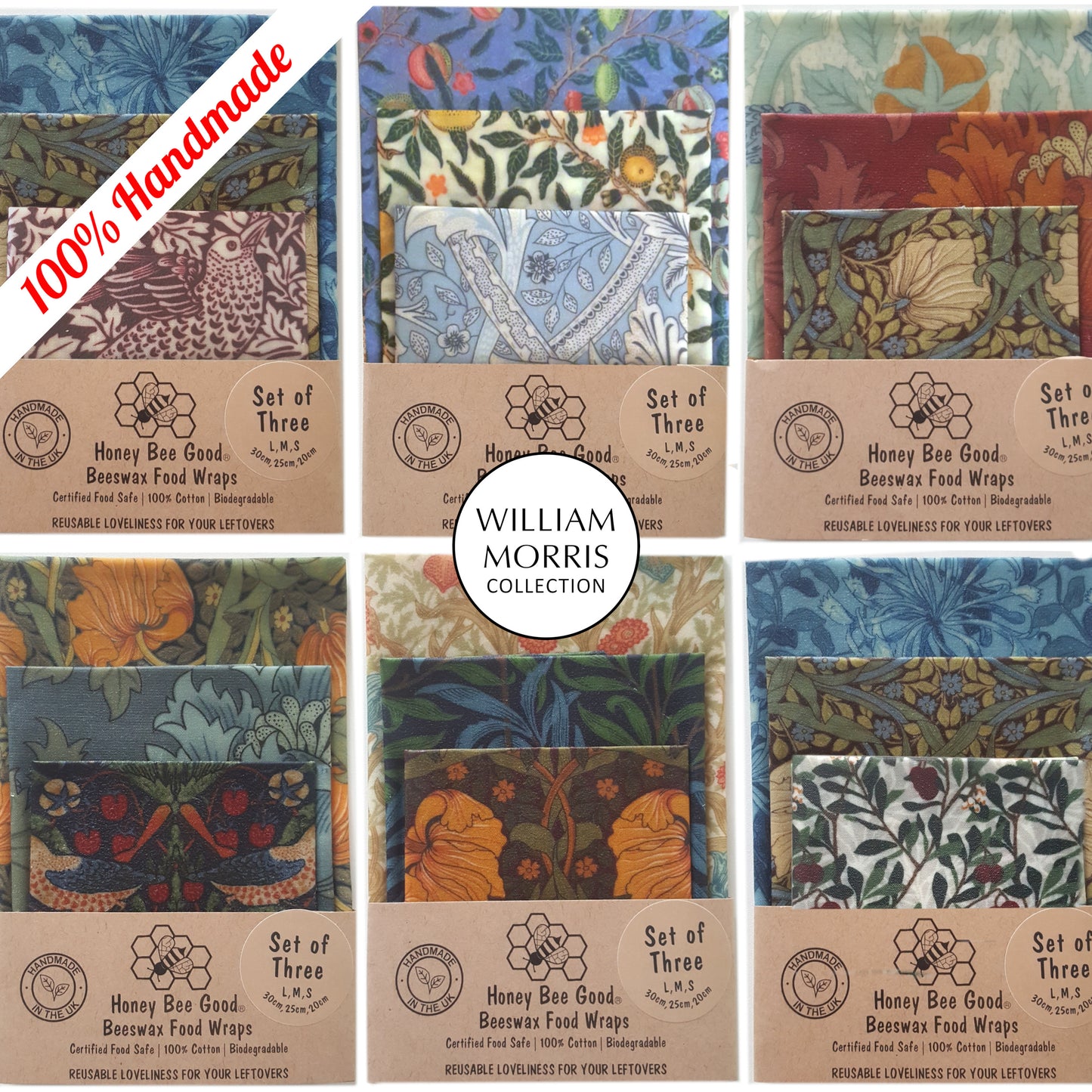 Set of 3 Beeswax Food Wraps